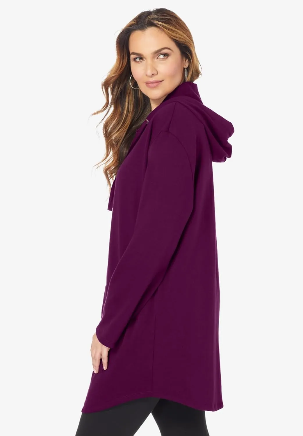 Roaman's Women's Plus Size Fleece Zip Hoodie Sweatshirt