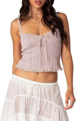 RUEWEY Women Lace Trim Camisole Spaghetti Strap Tank Tops Sleeveless Cami Shirt Summer Going Out Top