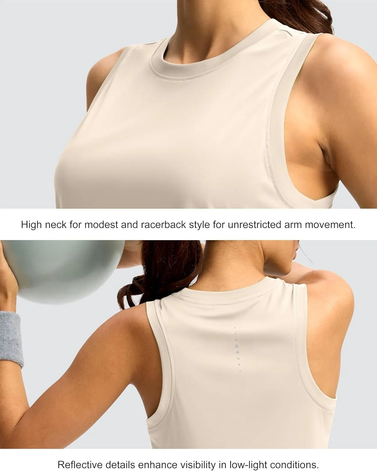 SANTINY Women's Sleeveless Workout Tops Lightweight Tennis Yoga Athletic Running Shirts Racerback Tank Tops for Women