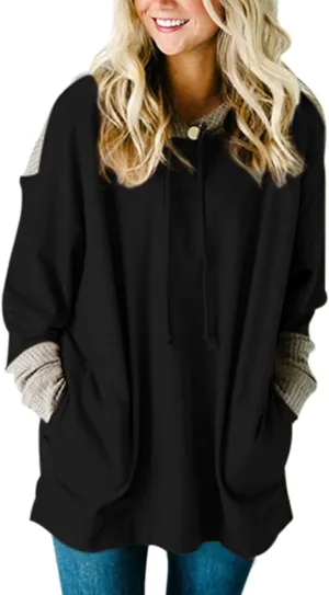SEBOWEL Womens Tops Tunics Casual Shirts Long Sleeve Hoodie Pullover Blouses Loose Tees Clothing Sweatshirts