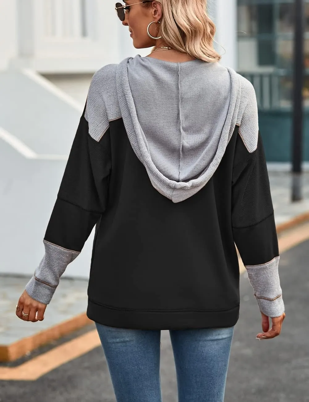 SEBOWEL Womens Tops Tunics Casual Shirts Long Sleeve Hoodie Pullover Blouses Loose Tees Clothing Sweatshirts