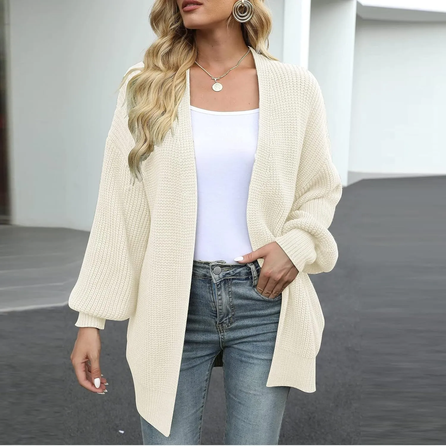 Shacket Jacket Women Long Sleeve Thickened Warm Outdoor Fleece Jacket Open Stitch Coat Sweater Coat Trench
