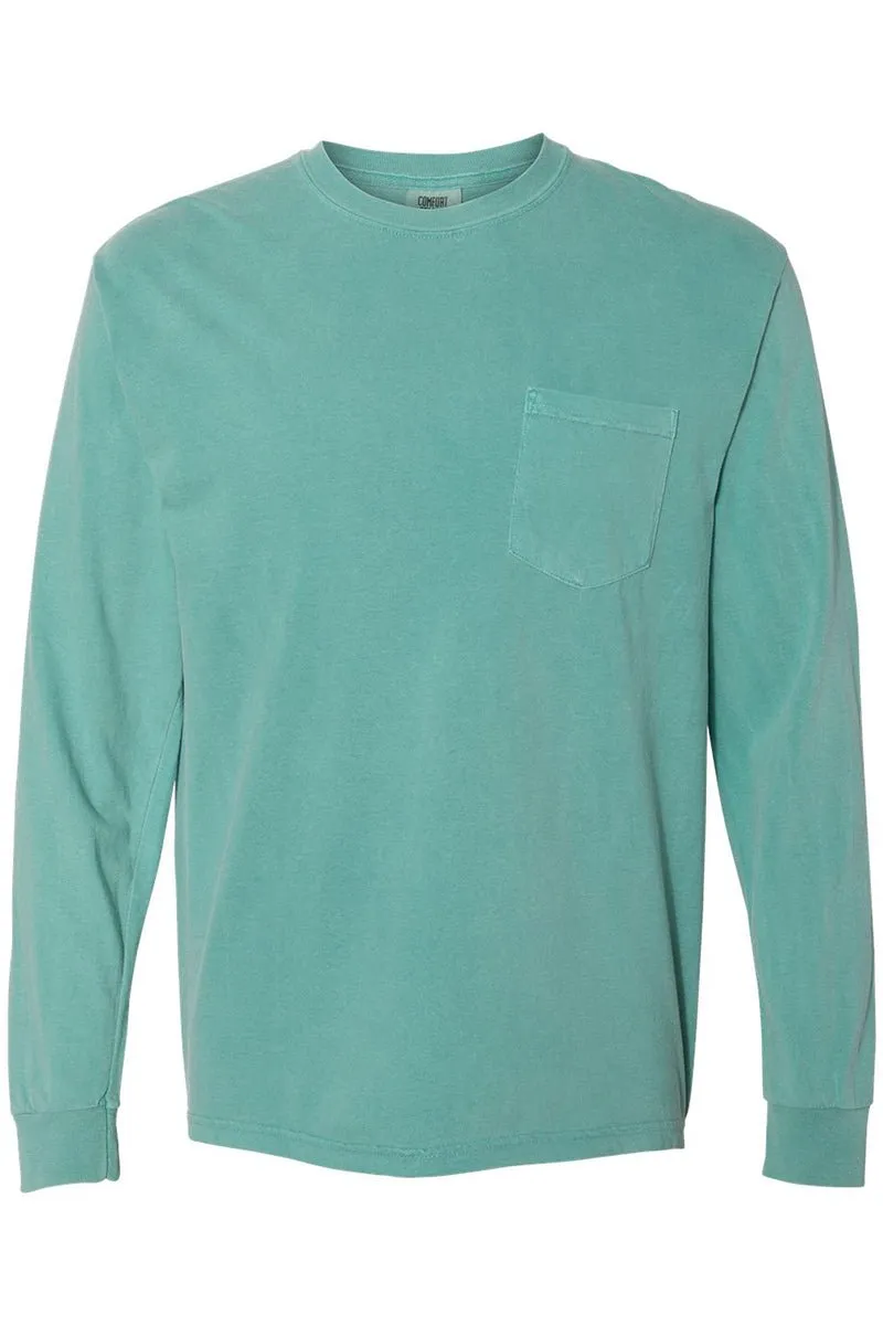 Shades of Green/Yellow Comfort Colors Long Sleeve Pocket Tee