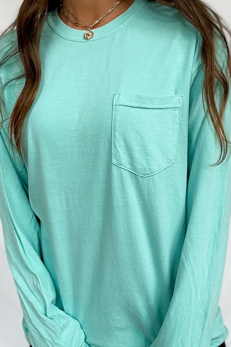 Shades of Green/Yellow Comfort Colors Long Sleeve Pocket Tee