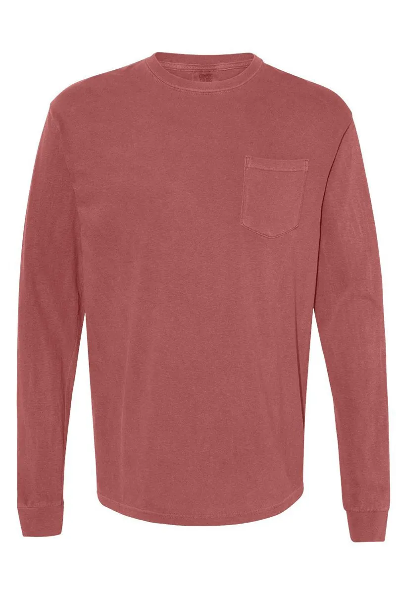 Shades of Red/Orange Comfort Colors Long Sleeve Pocket Tee