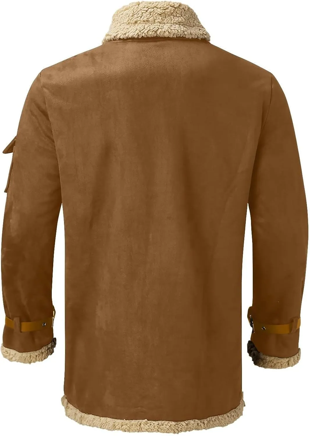 Shearling Coat Men Warm Fleece Lined Coat Aviator Shearling Sheepskin Leather Winter Jacket Lapel Work Cargo Jackets
