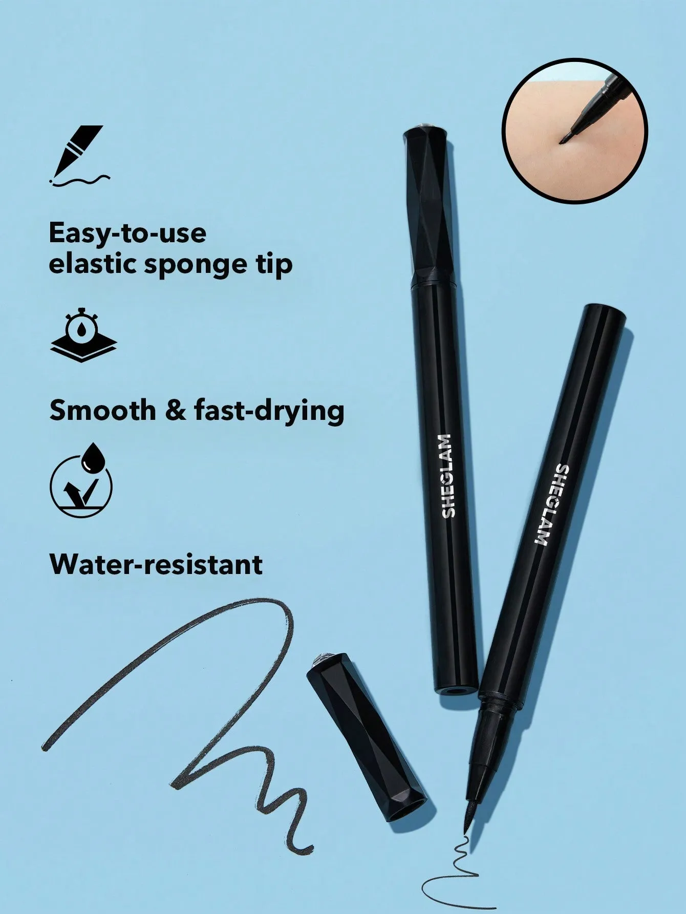 SHEGLAM On Fleek Long Lasting Liquid Eyeliner - Black  Sweat-proof Matte Eyeliner Pencil Ultra-Fine  No Smudge Silky Smooth Easy To Use Eyeliner Black Friday Party Eyeliner