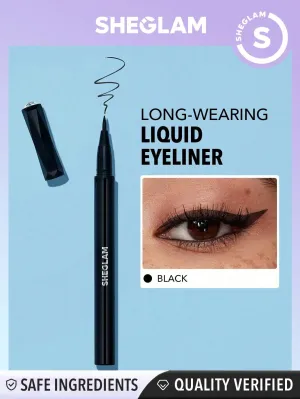 SHEGLAM On Fleek Long Lasting Liquid Eyeliner - Black  Sweat-proof Matte Eyeliner Pencil Ultra-Fine  No Smudge Silky Smooth Easy To Use Eyeliner Black Friday Party Eyeliner