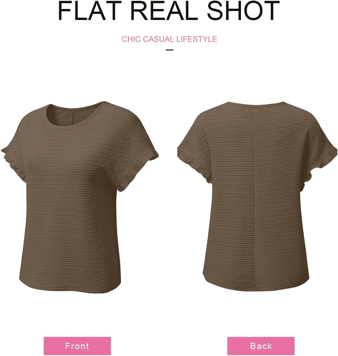 SHEWIN Womens Summer Tops Crewneck Short Sleeve T Shirts Casual Textured Work Shirt Loose Blouses