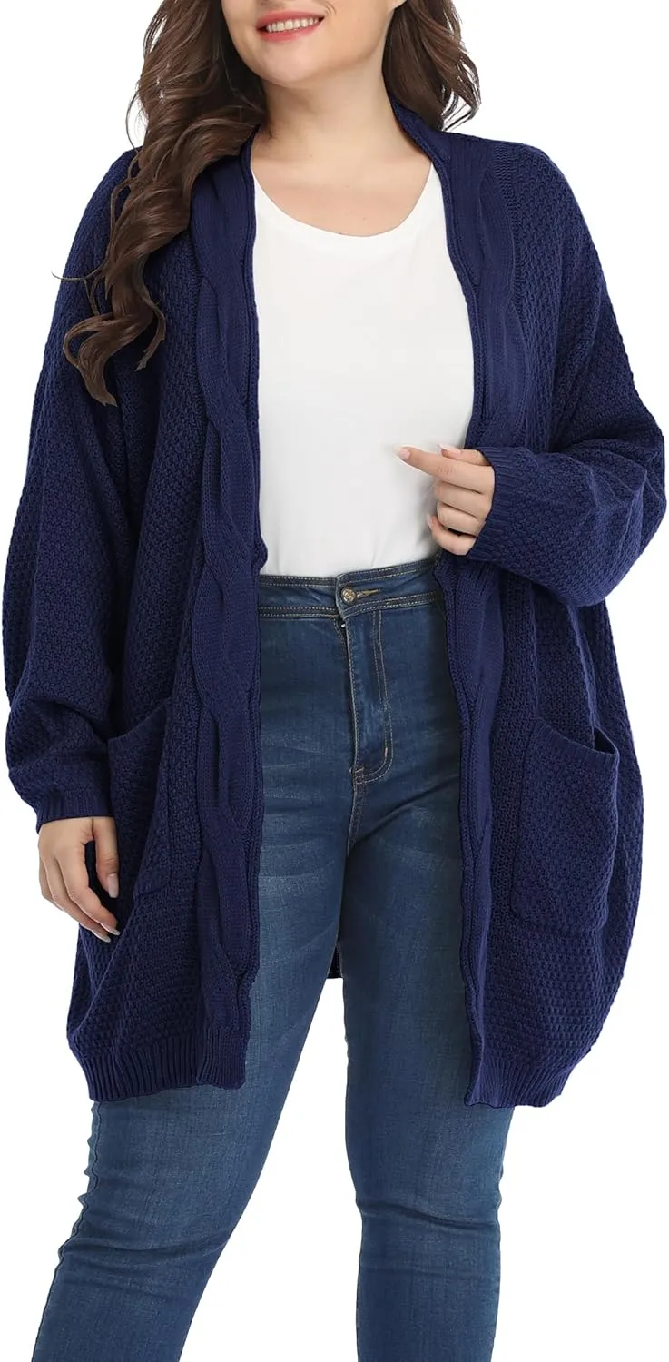 Shiaili Classic Plus Size Sweaters for Women Oversized Long Cardigans