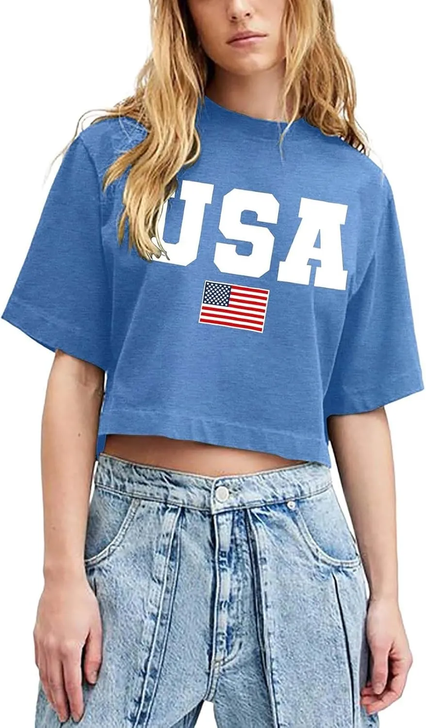 Shirts for Women 4th of July Outfits American Flag Print Womens Tops Comfy Independence Day T Shirts