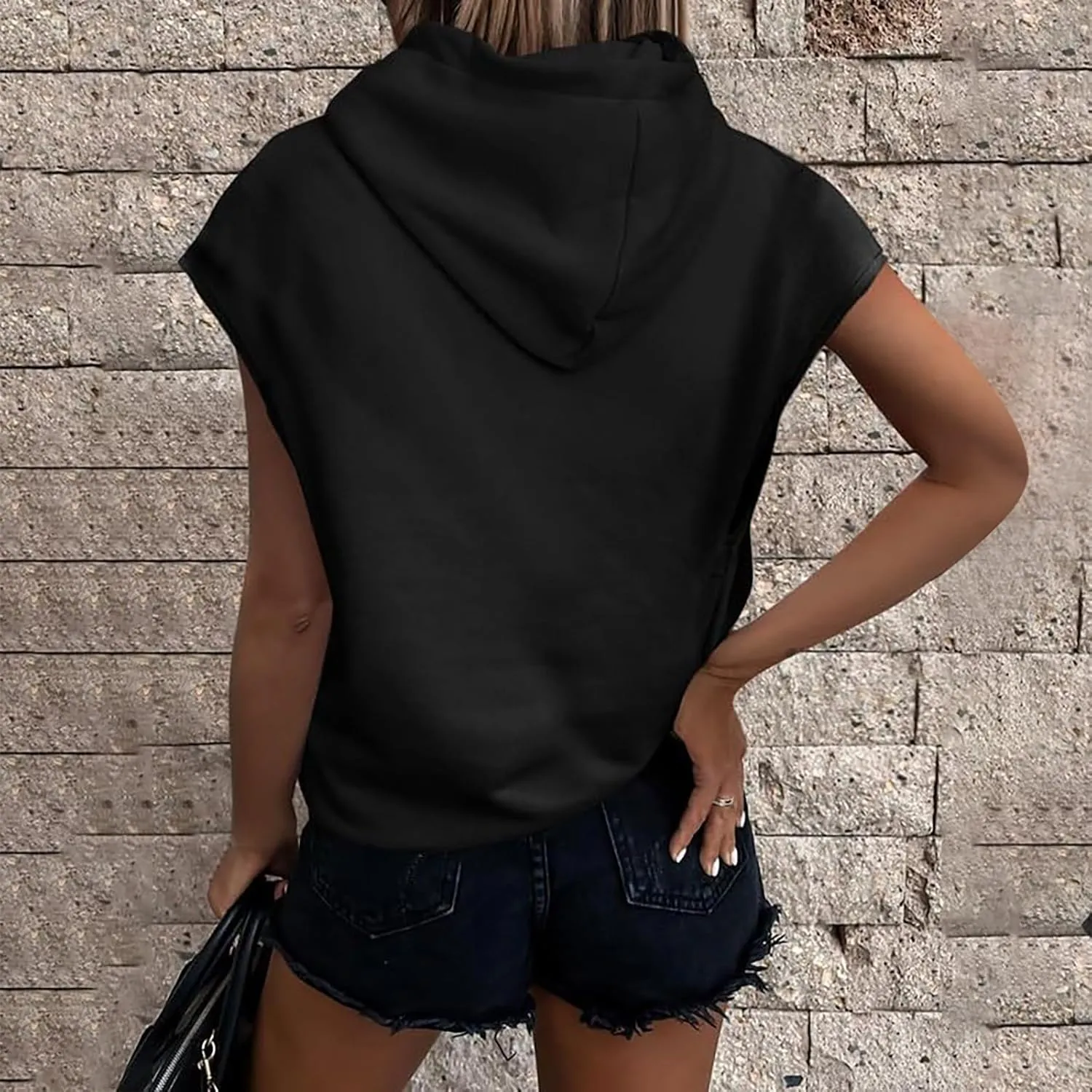 Short Sleeve Hooded Shirts for Women Half Zip Sweatshirt Oversized Pullover Tops Casual Lightweight Sweatshirts Hoodies