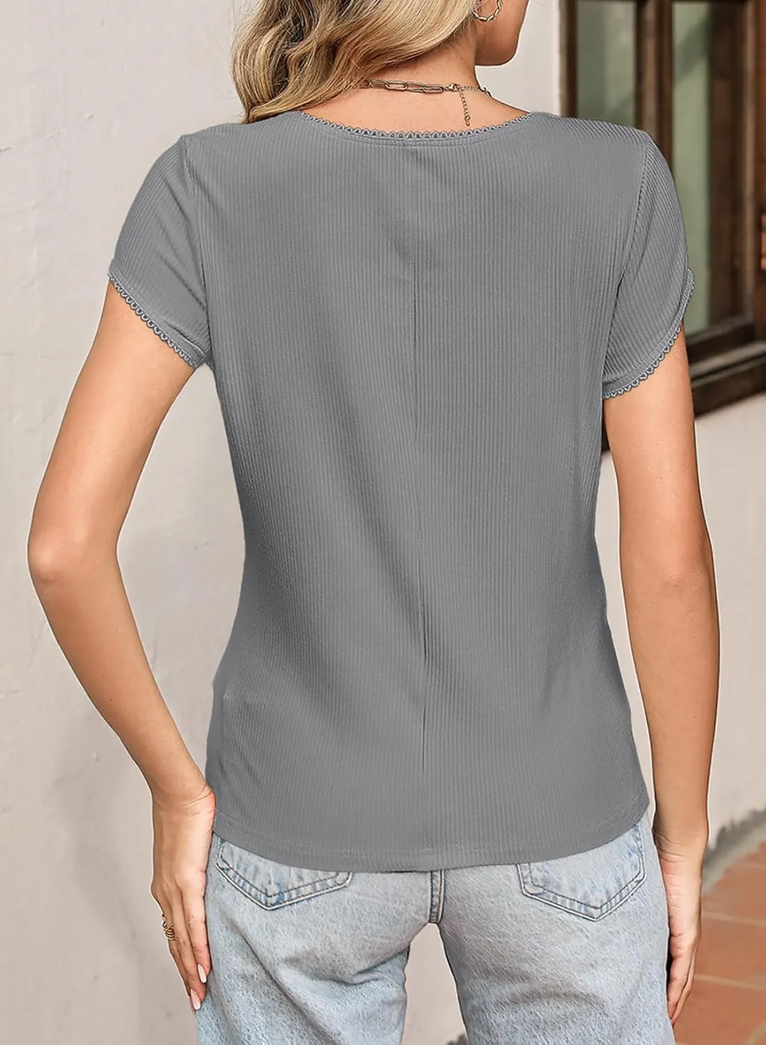 Sidefeel Women's Going Out Tops Summer Short Sleeve Cardigans Button Down Crewneck Lightweight Sweater Knit Tops