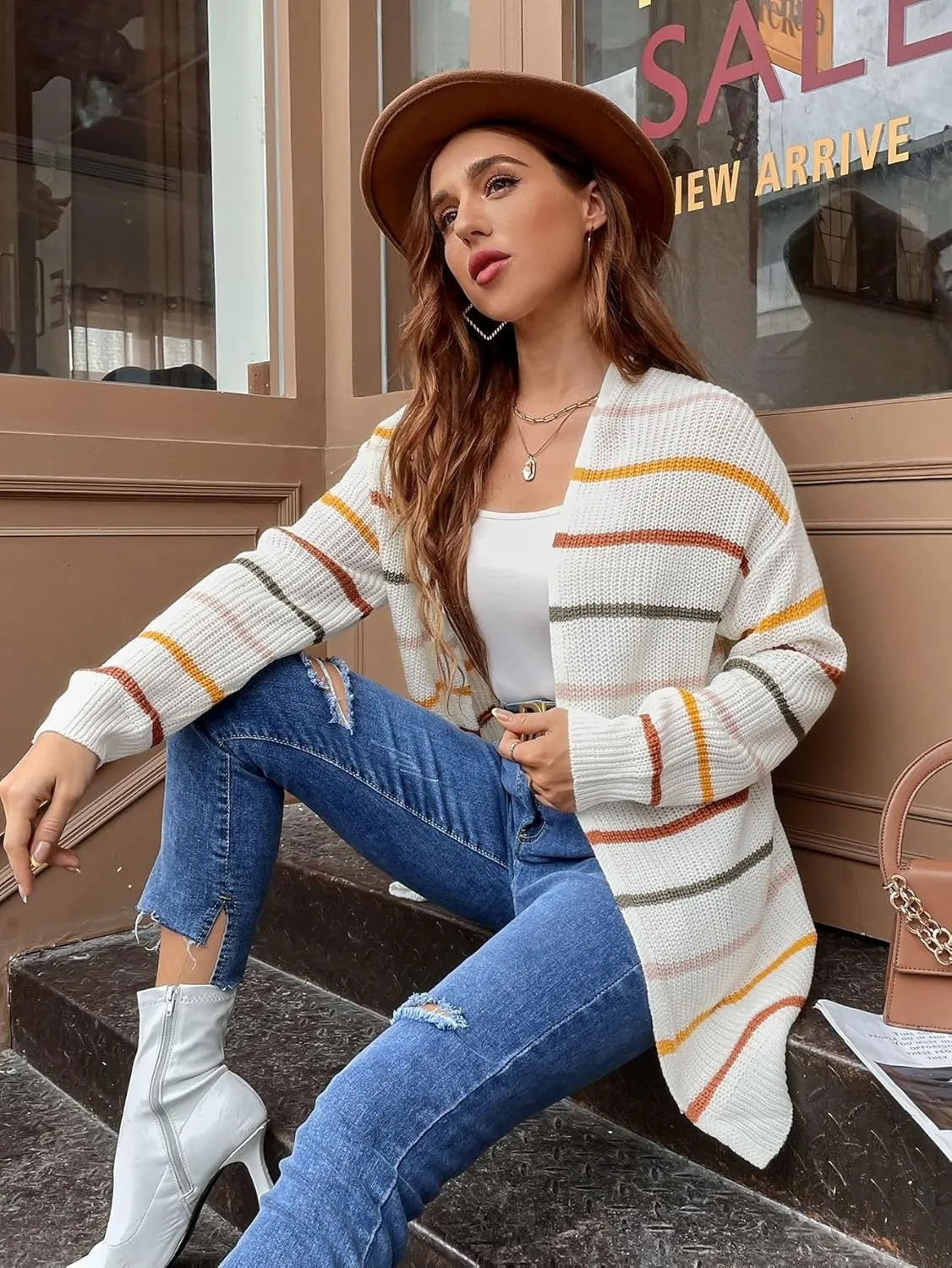 SISKIN Fall Cardigan Sweaters for Women Lightweight,Striped Sweater Women,Oversized Cardigan Sweater,Long Cardigans for Women