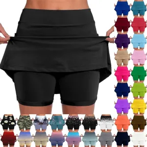 Skirts for Women Trendy Summer Long Athletic Dress for Women with Shorts Knee Length Running Shorts for Men 9 inch