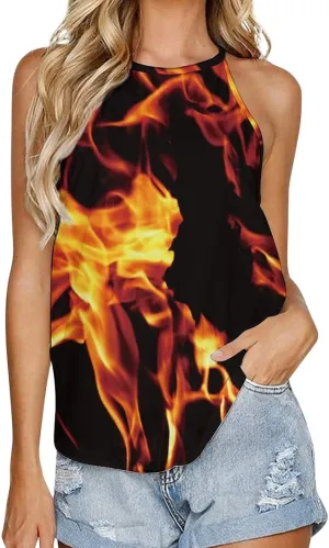 Sleeveless High Neck Tank Tops for Women, Summer Halter Camis with Soft Flowy Blouses