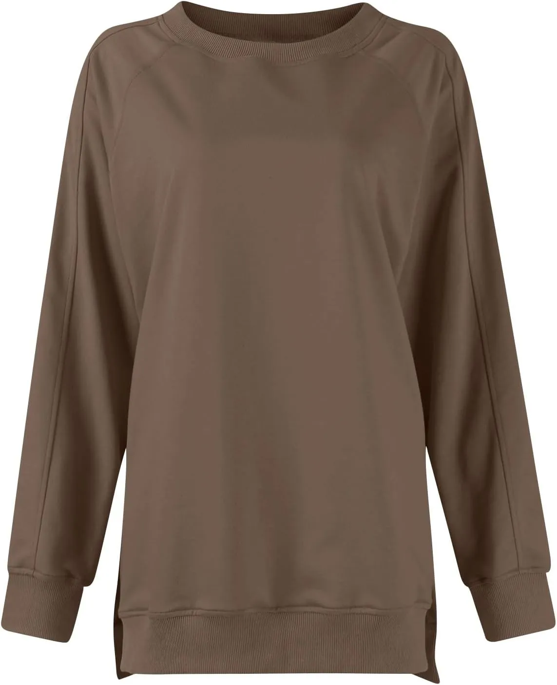 slqdgmryz Crewneck Sweatshirts Women Side Split Oversized Sweatshirt No Hood Crew Neck Y2k Hoodie Long Sleeve Tunic Pullover