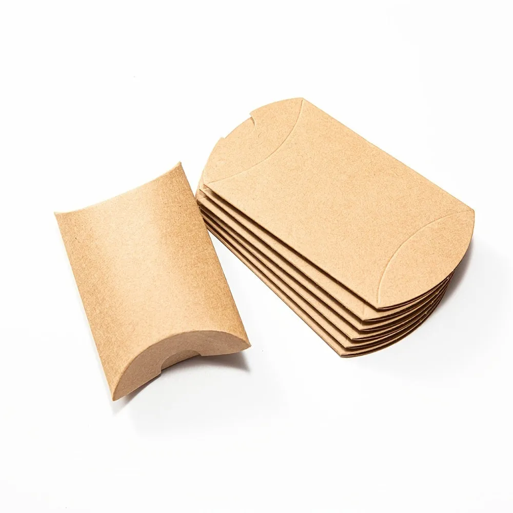 Small Kraft Paper Pillow Boxes for Jewelry Packaging and Gifts