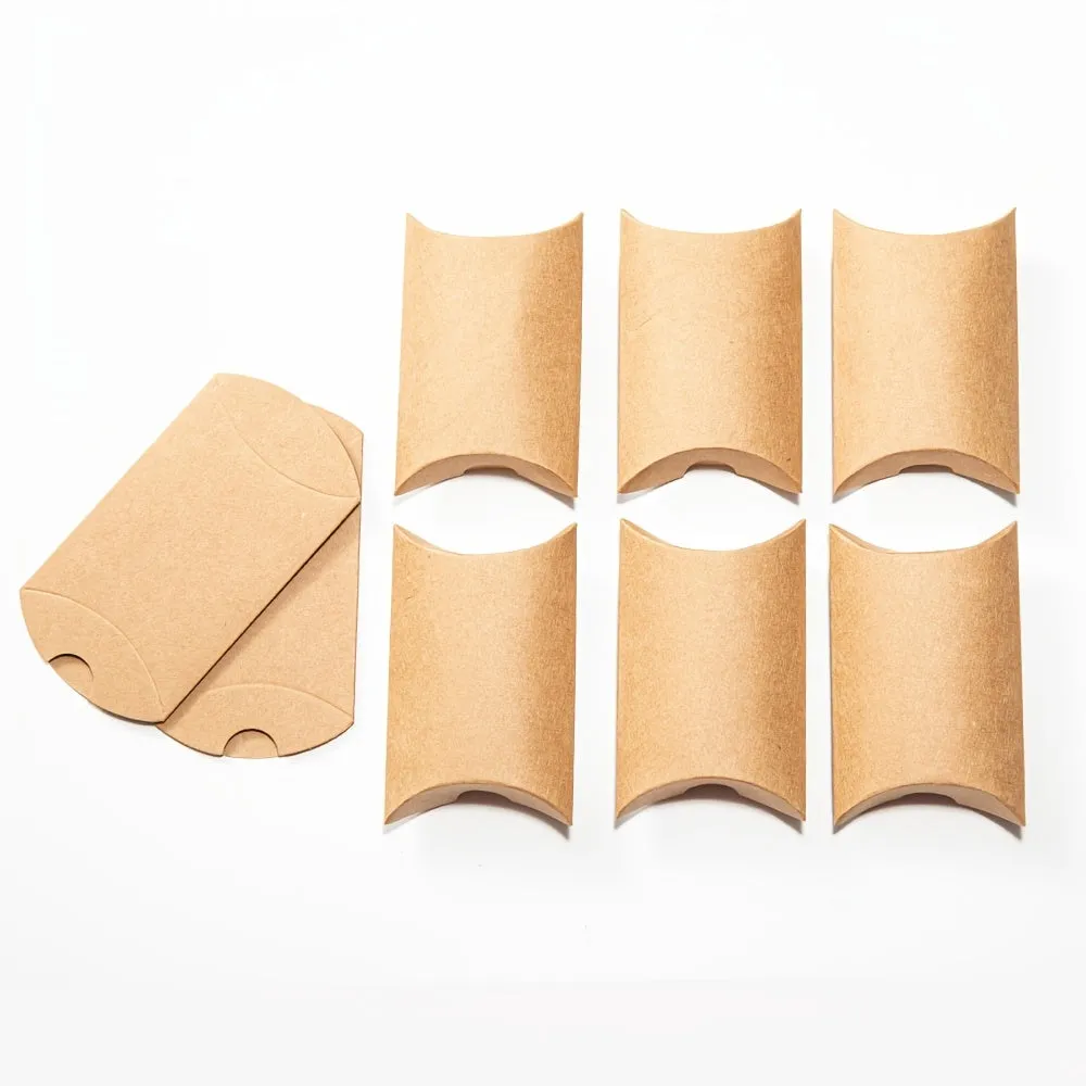 Small Kraft Paper Pillow Boxes for Jewelry Packaging and Gifts