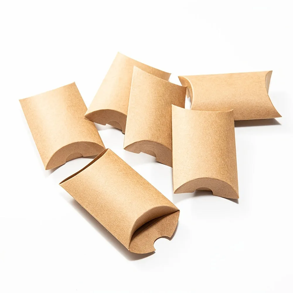 Small Kraft Paper Pillow Boxes for Jewelry Packaging and Gifts
