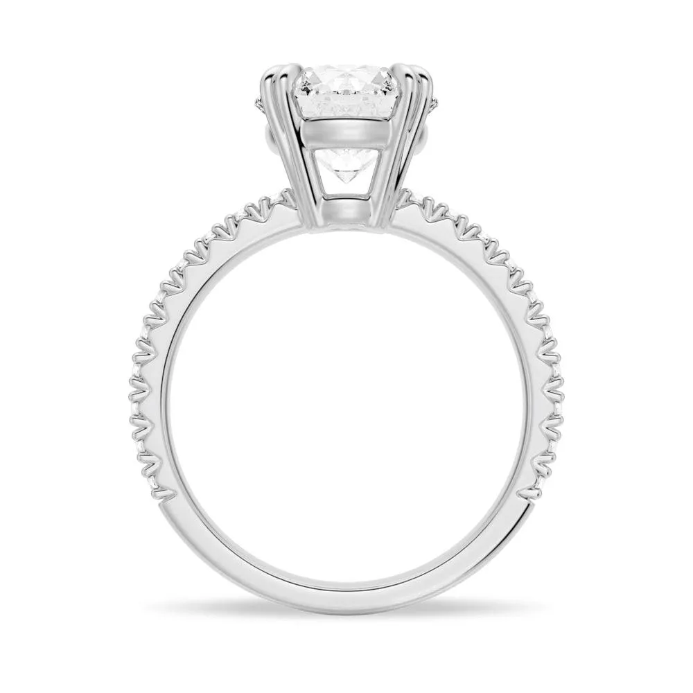 Solitaire Round Cut Engagement Ring With Pavé Accents