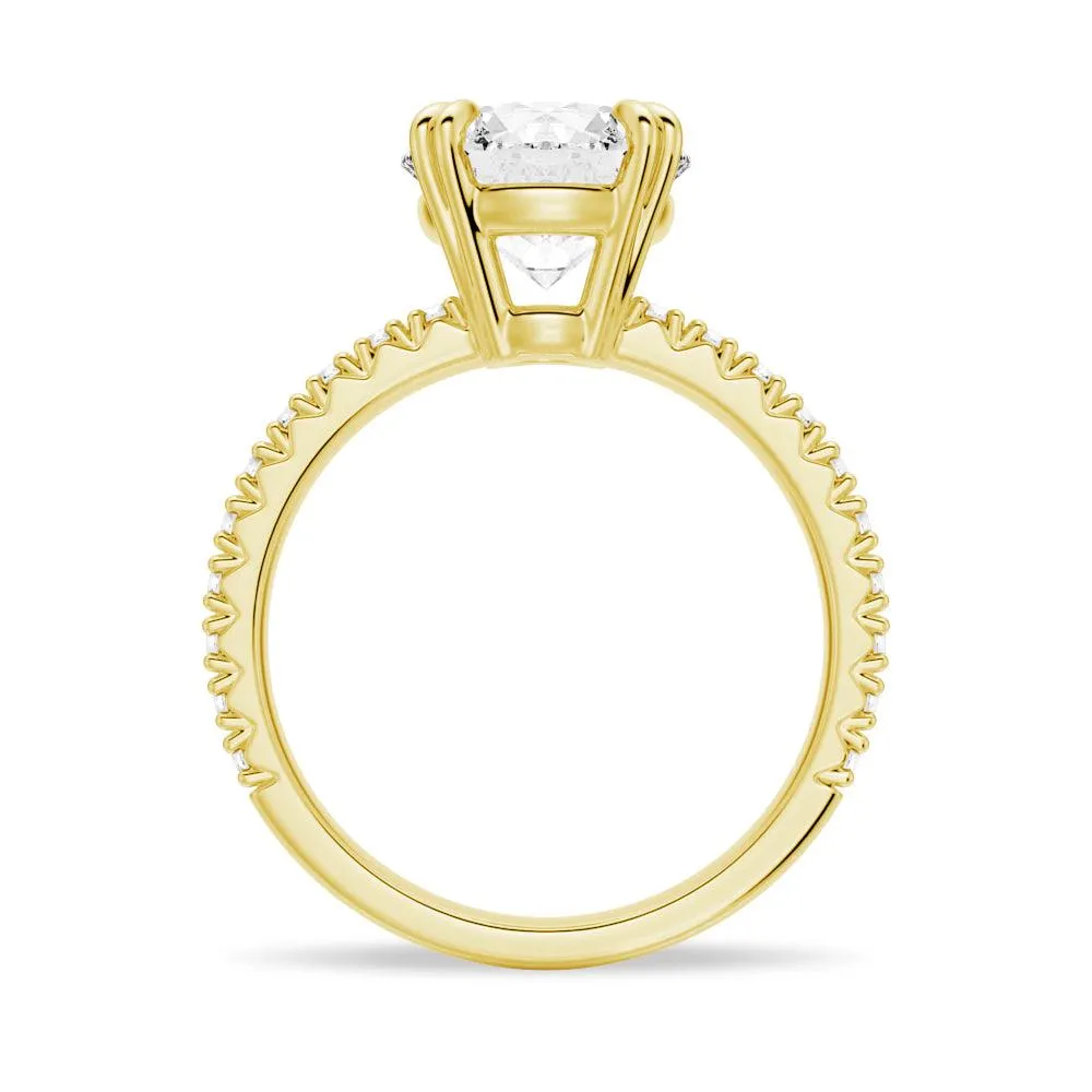 Solitaire Round Cut Engagement Ring With Pavé Accents