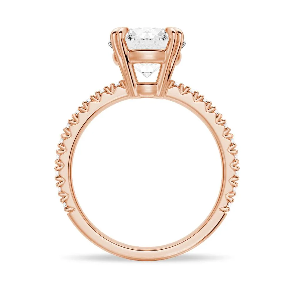 Solitaire Round Cut Engagement Ring With Pavé Accents