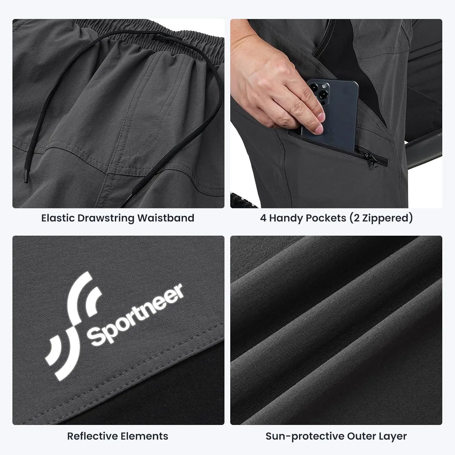 Sportneer Bike Shorts for Men: 3D Padded Lightweight Riding Biking Cycling Mountain Bike Shorts for Men with Zipper Pockets