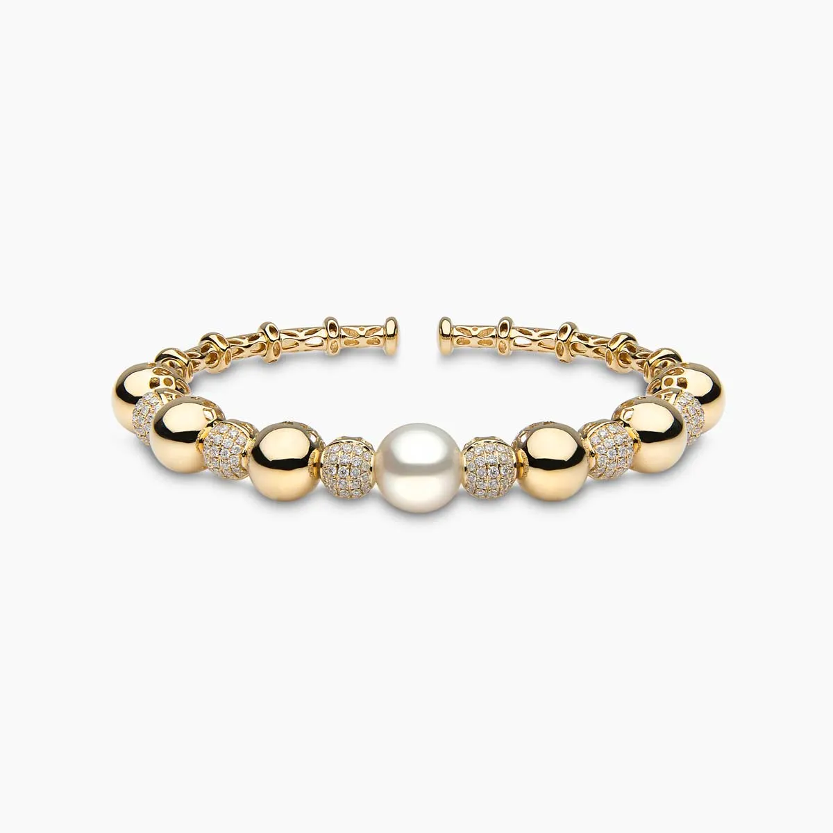 Starlight 18K Gold South Sea Pearl and Diamond Bangle
