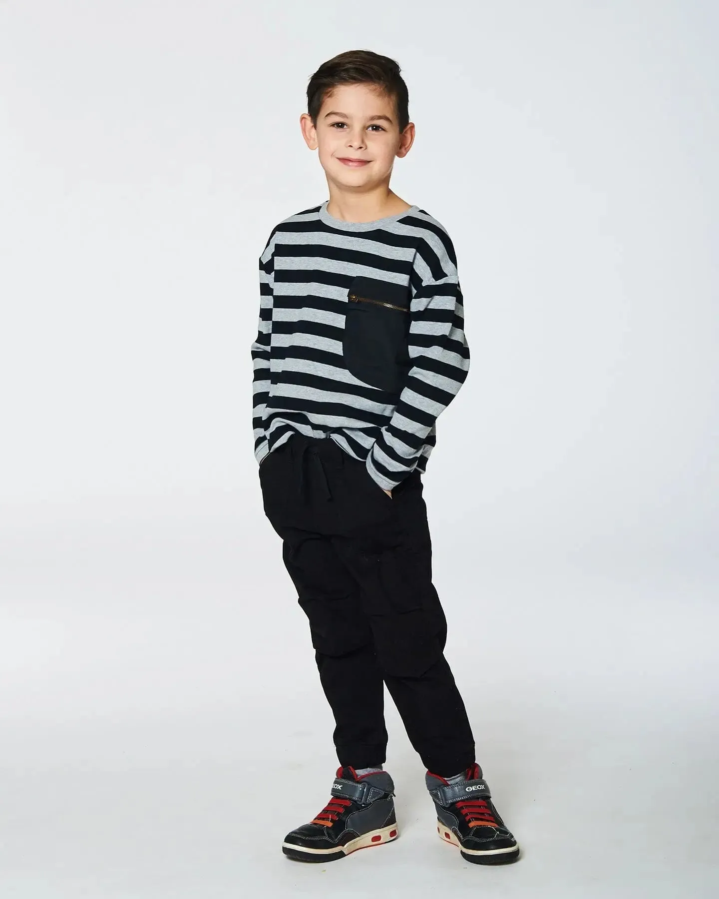 Striped Rib T-Shirt Black