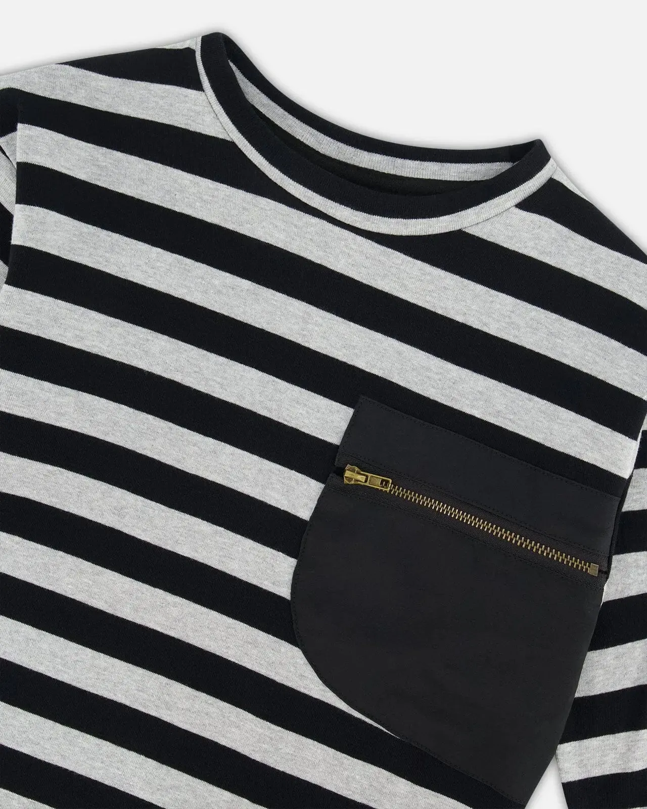 Striped Rib T-Shirt Black