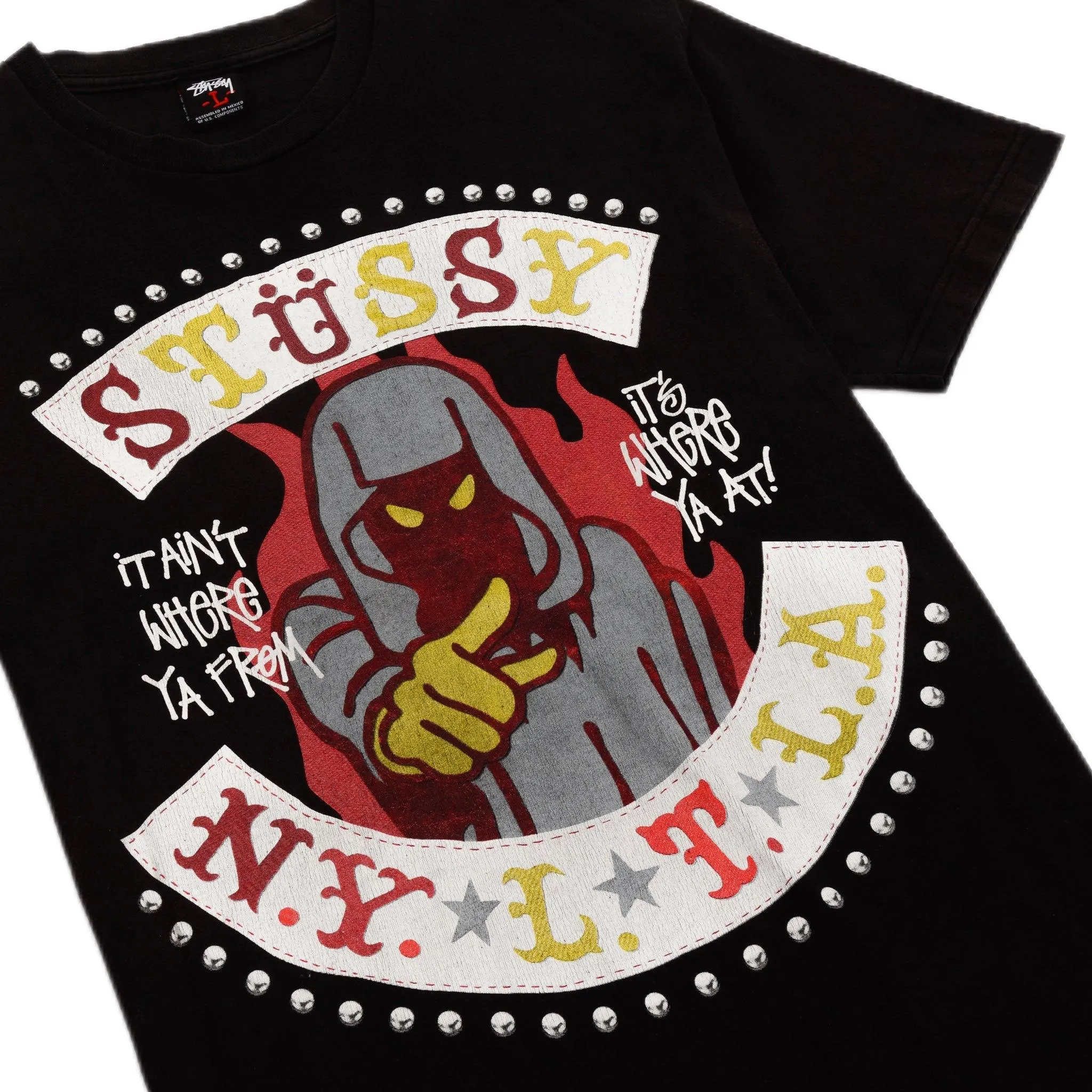 STUSSY WORLDWIDE BIKER TEE  (L)