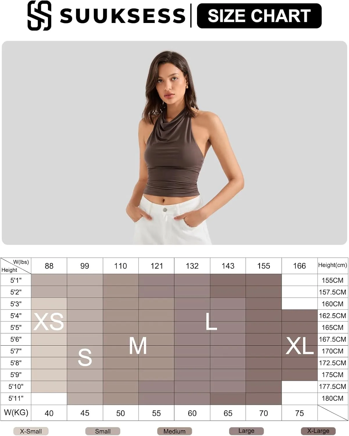 SUUKSESS Women Halter Backless Tank Tops Sexy Cowl Neck Summer Going Out Cami Tops