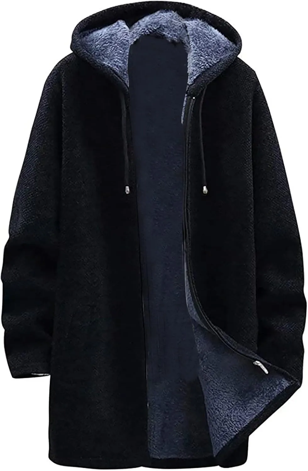 Sweater Cardigan for Men Trendy Knitted Hooded Jacket Regular Fit Full-Zipper Fleece Lined Sweater Winter Warm Coat