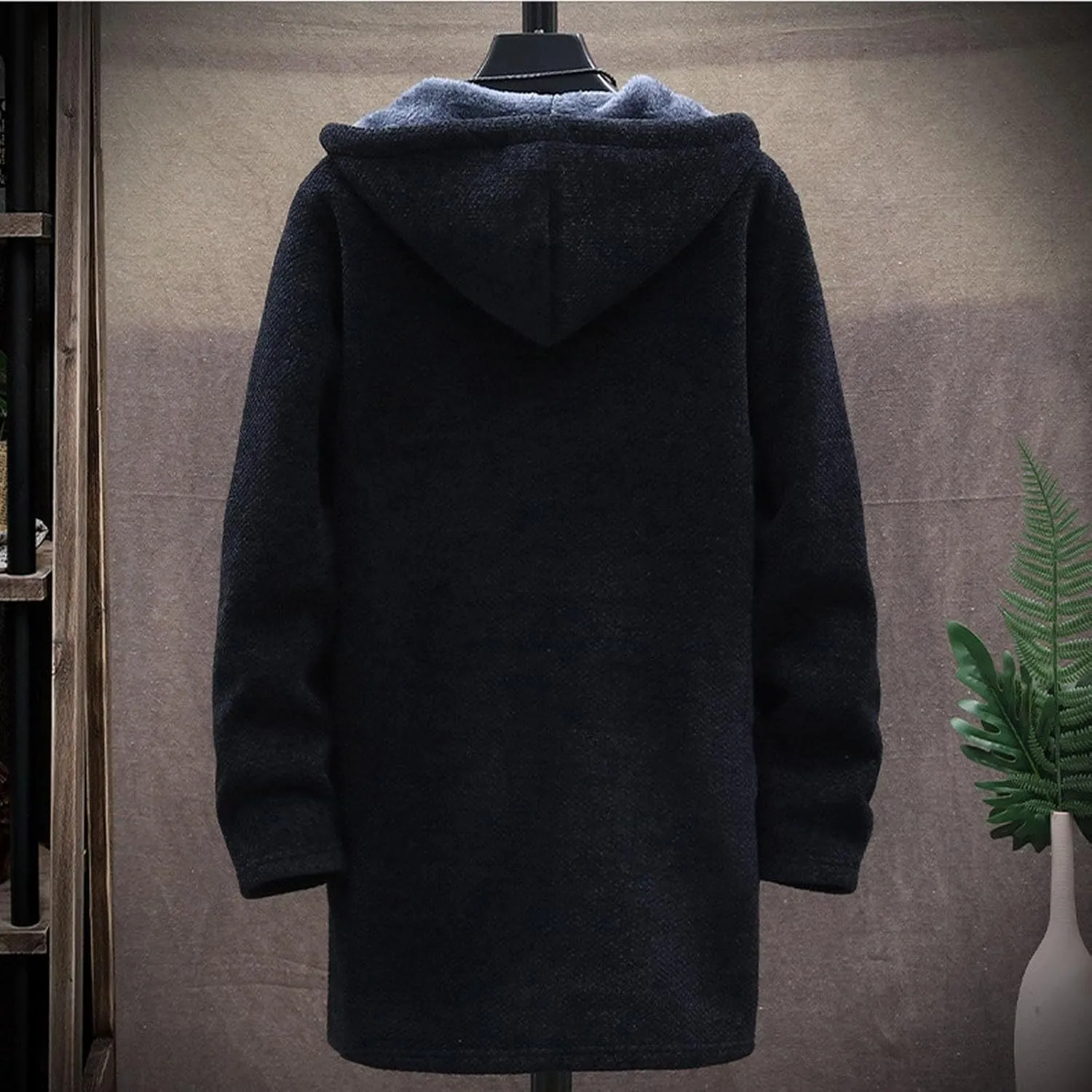 Sweater Cardigan for Men Trendy Knitted Hooded Jacket Regular Fit Full-Zipper Fleece Lined Sweater Winter Warm Coat
