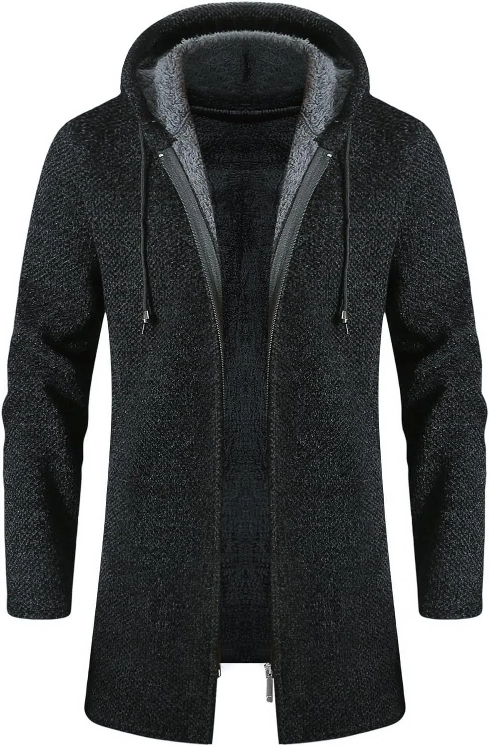 Sweater Cardigan for Men Trendy Knitted Hooded Jacket Regular Fit Full-Zipper Fleece Lined Sweater Winter Warm Coat