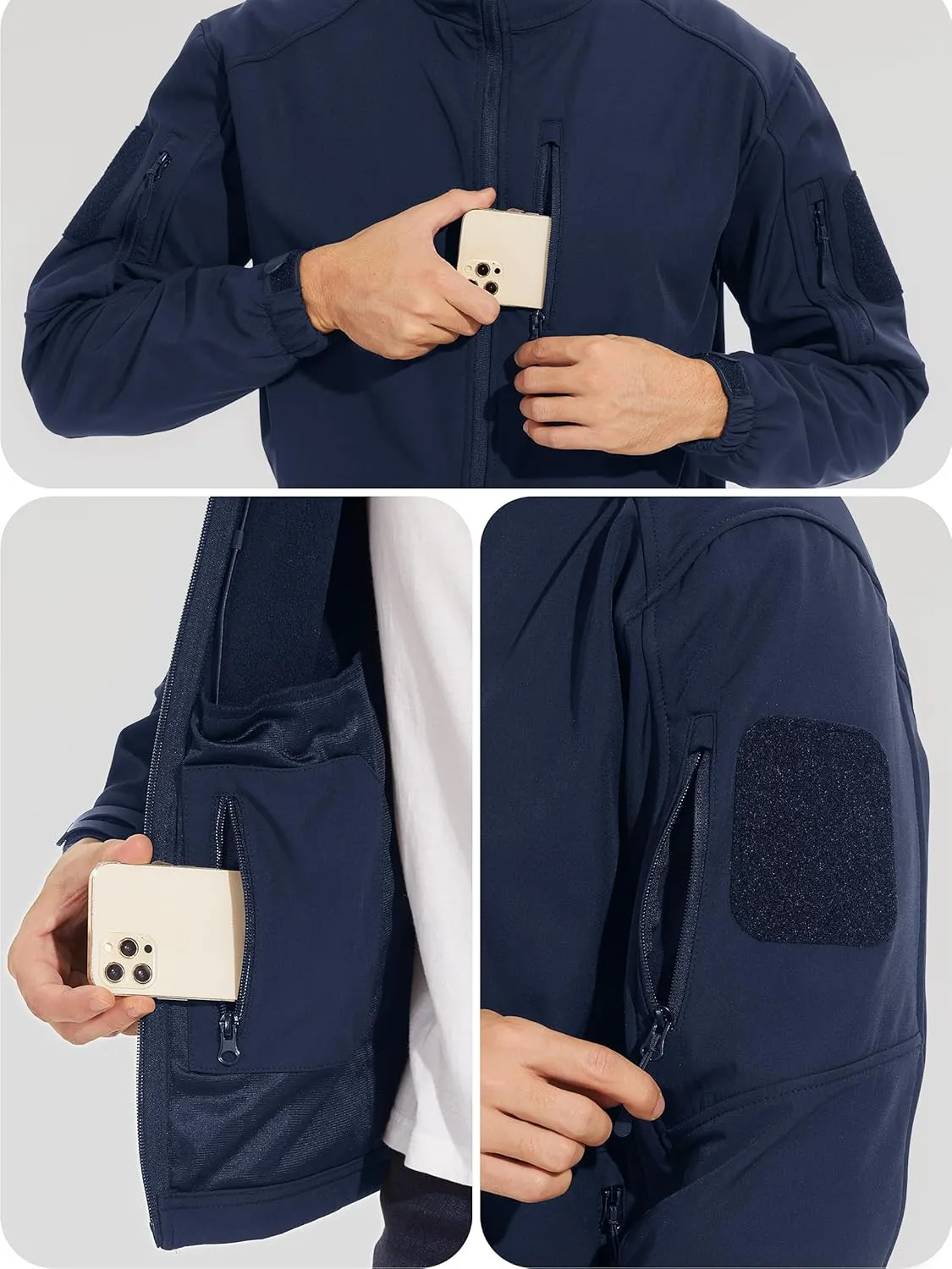 TACVASEN Men's Tactical Jacket with Hood Water Resistant Special Ops Military Softshell Coat