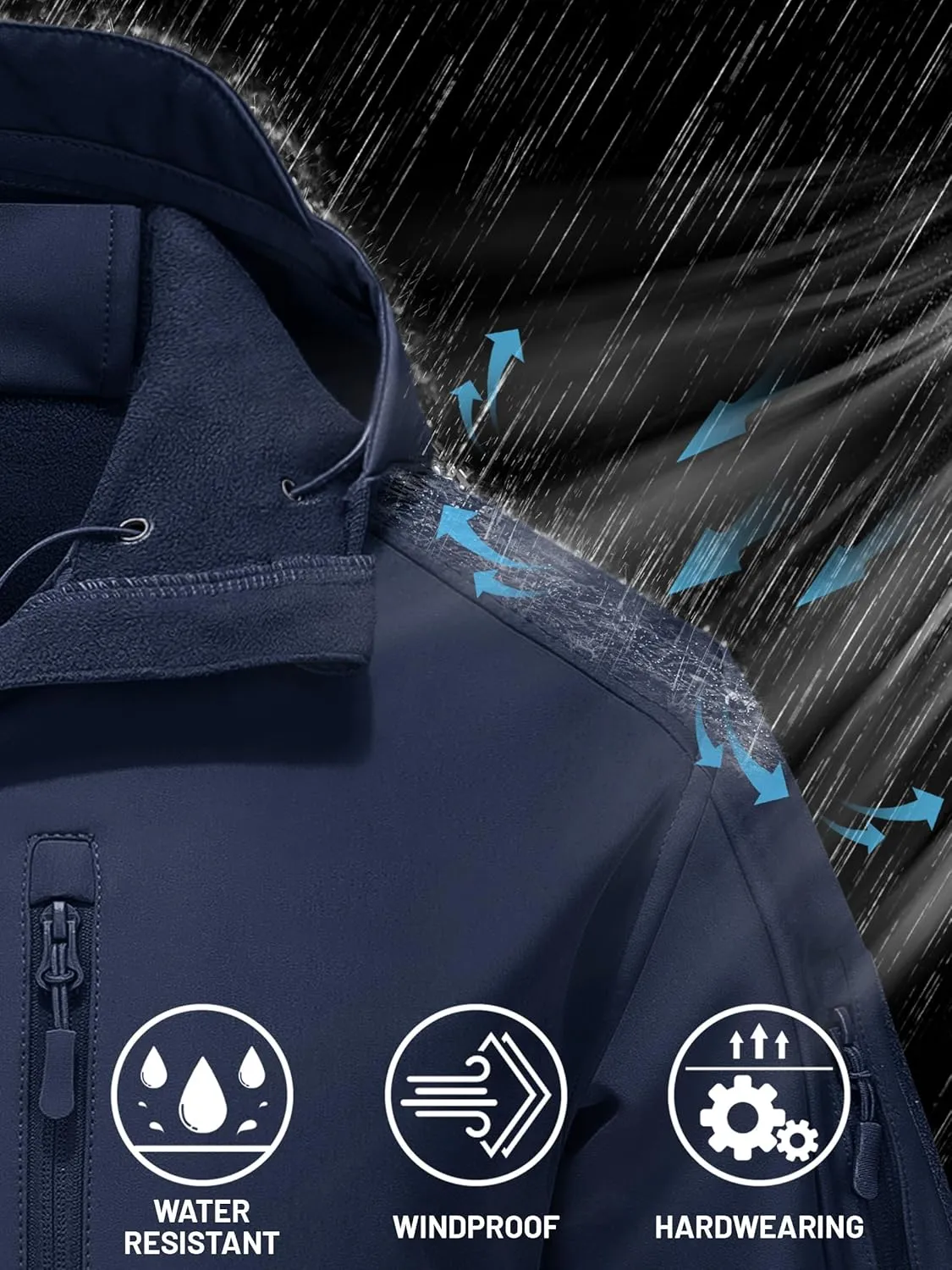 TACVASEN Men's Tactical Jacket with Hood Water Resistant Special Ops Military Softshell Coat
