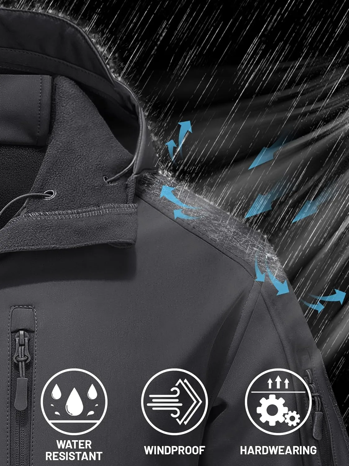 TACVASEN Men's Tactical Jacket with Hood Water Resistant Special Ops Military Softshell Coat