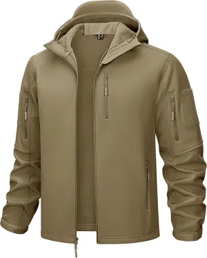 TACVASEN Men's Tactical Jacket with Hood Water Resistant Special Ops Military Softshell Coat