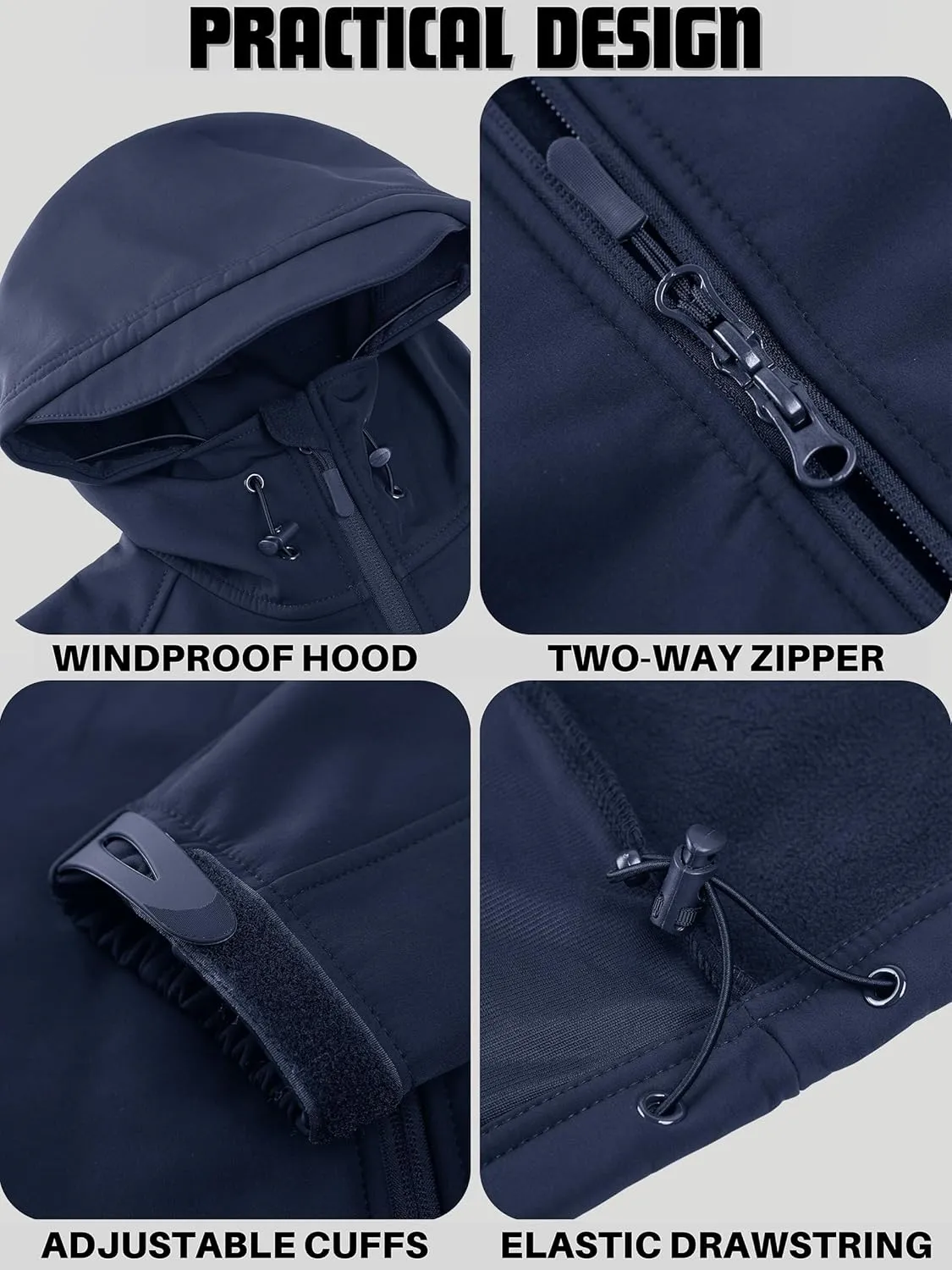 TACVASEN Men's Tactical Jacket with Hood Water Resistant Special Ops Military Softshell Coat