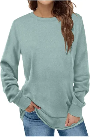 TANGNADE Womens Oversized Sweatshirts Long Sleeve Crewneck Dressy Casual Pullover Lightweight Fall Tunic Tops Blouses