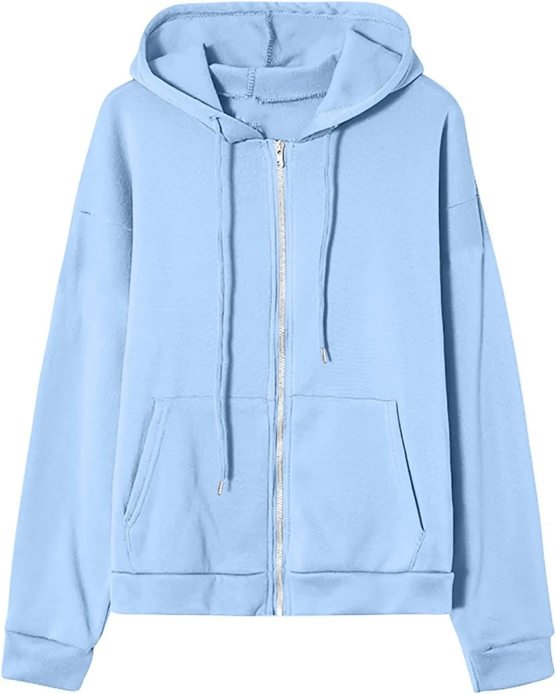 TANGNADE Women's Zip Up Hoodies Drawstring Fall Jacket Oversized Casual Sweatshirts Pullover with Pocket 2024 Winter Clothes