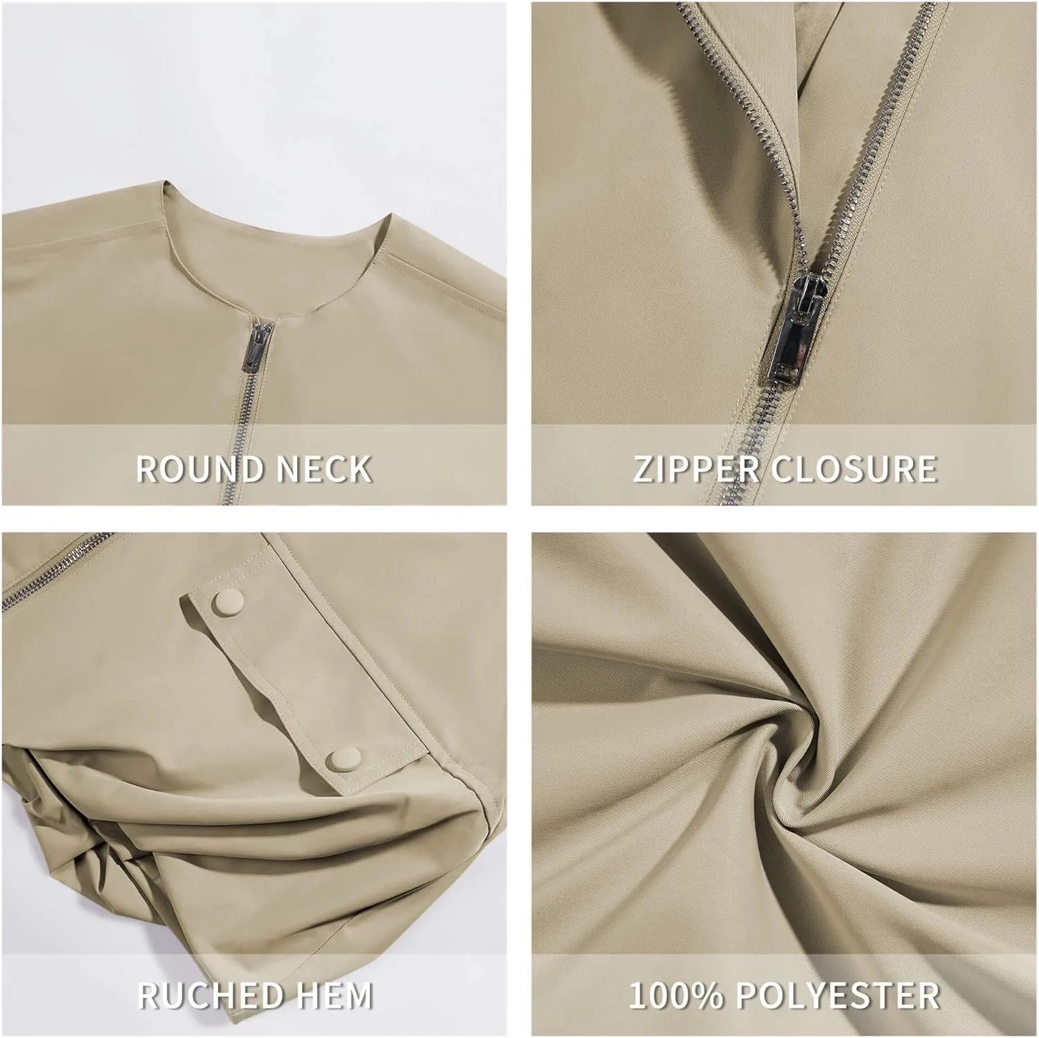 Tankaneo Womens Casual Zip Up Vest Cargo Oversized Ruched Hem Sleeveless Blazer Jackets Tops