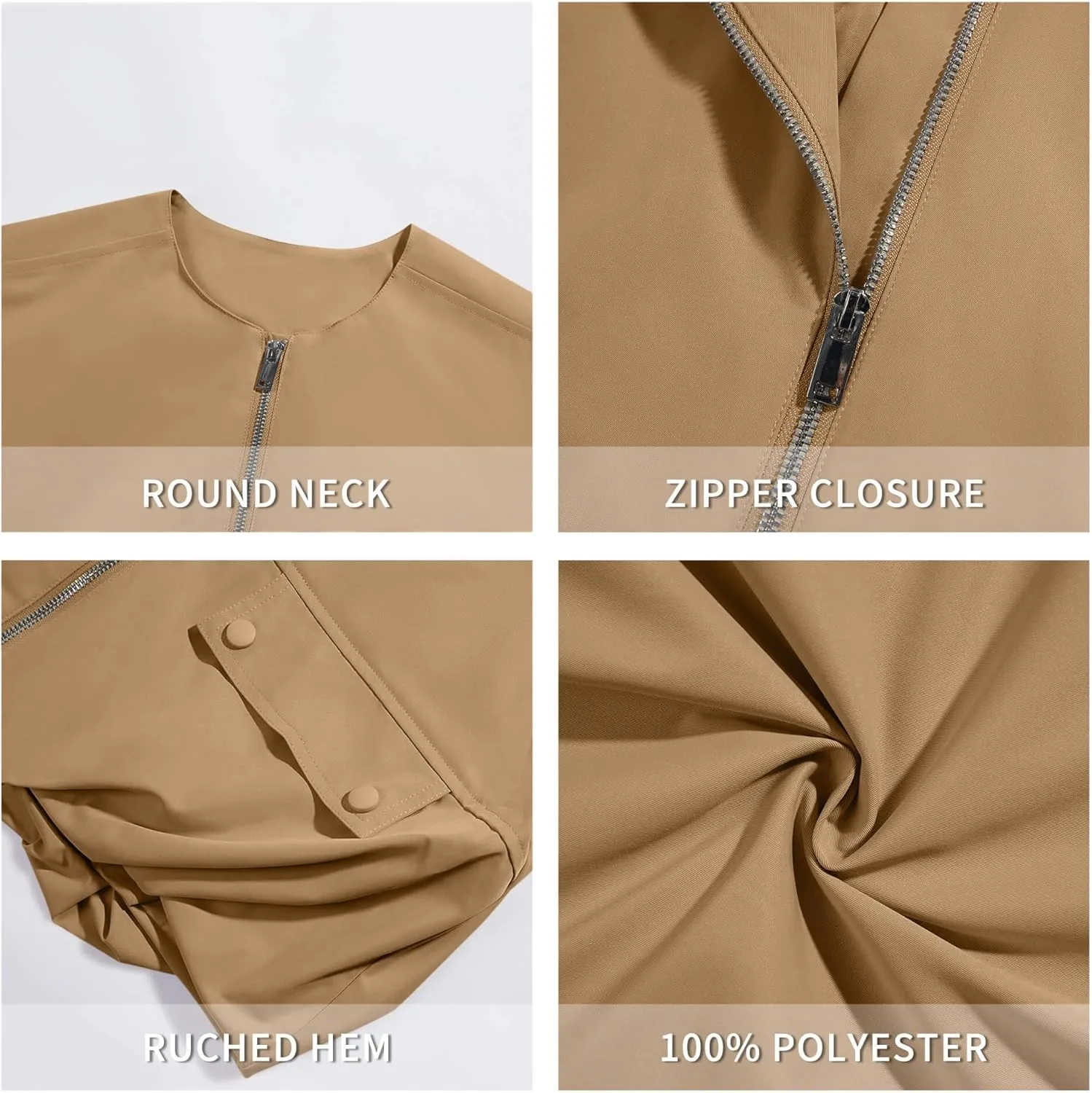 Tankaneo Womens Casual Zip Up Vest Cargo Oversized Ruched Hem Sleeveless Blazer Jackets Tops