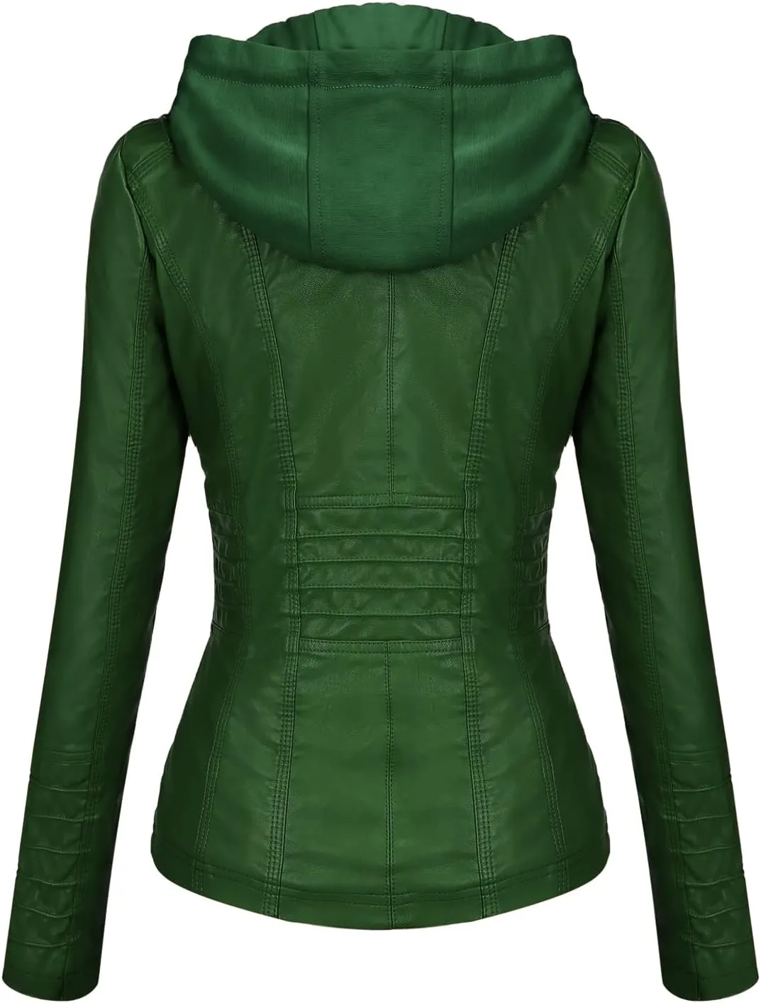 Tanming Women's Removable Hooded Faux Leather Jackets