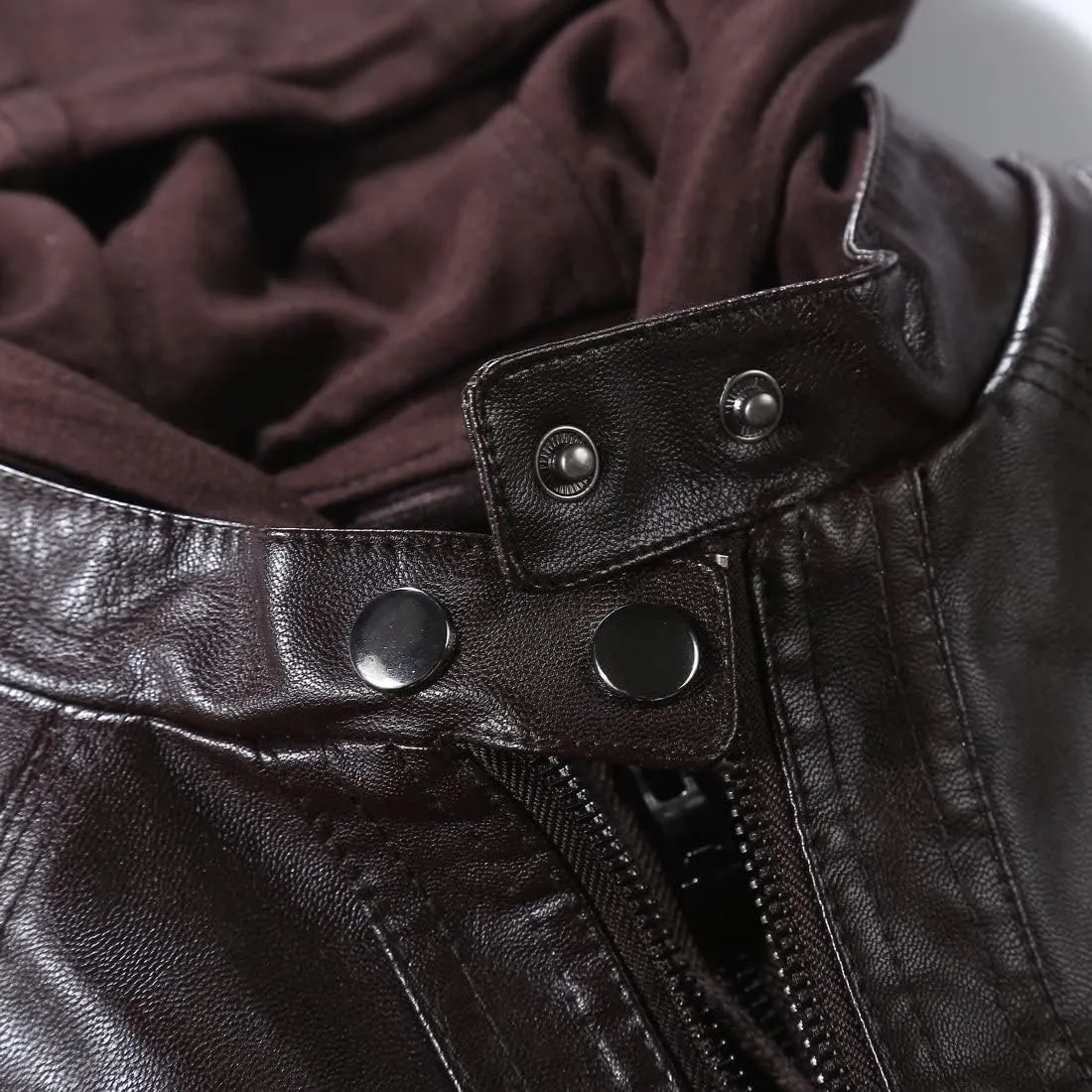 Tanming Women's Removable Hooded Faux Leather Jackets