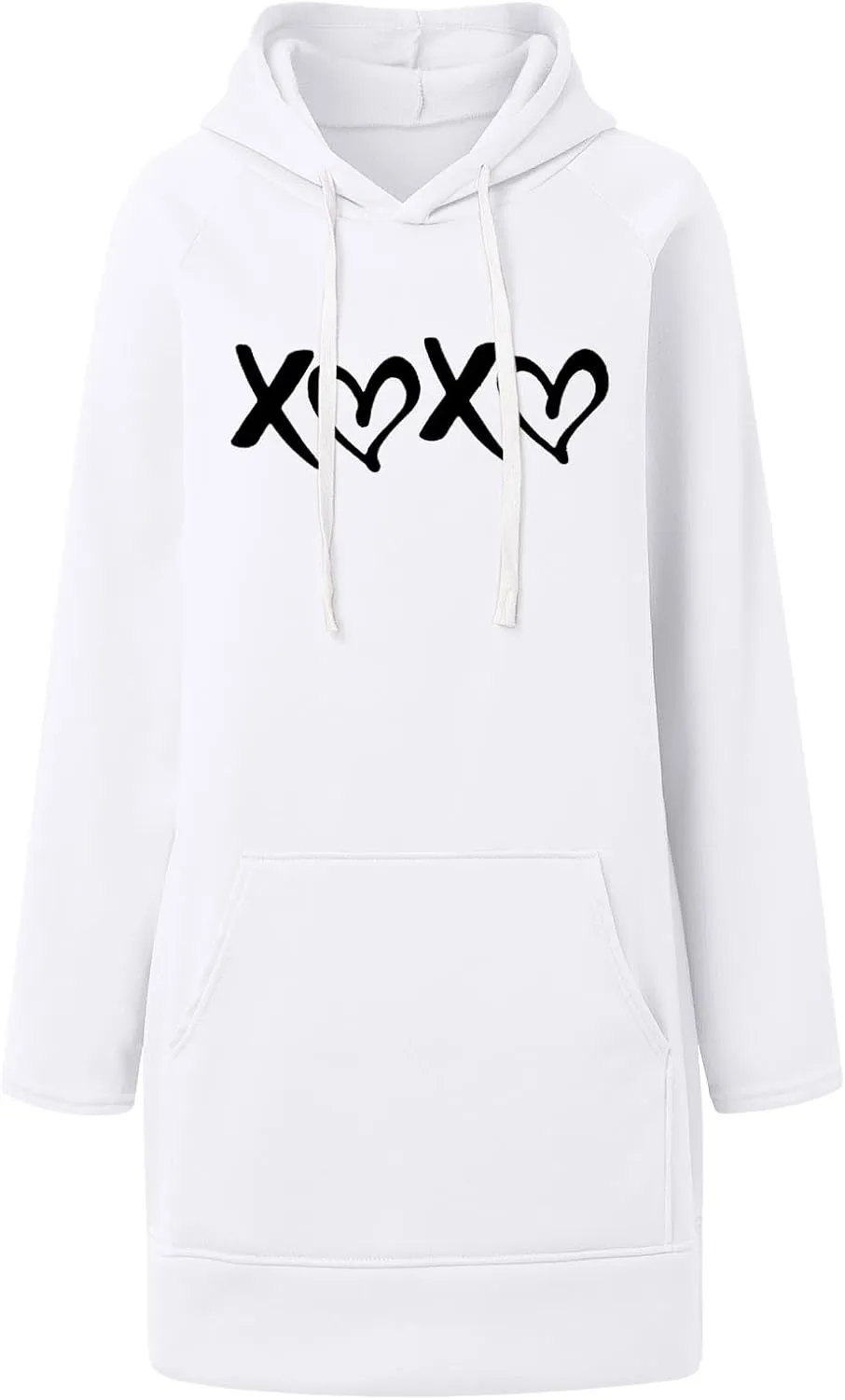 The Warmy Oversized Hoodie Dress,Valentine's Day Dress for Women with Pocket Funny Heart Print Split Hem Hoodies