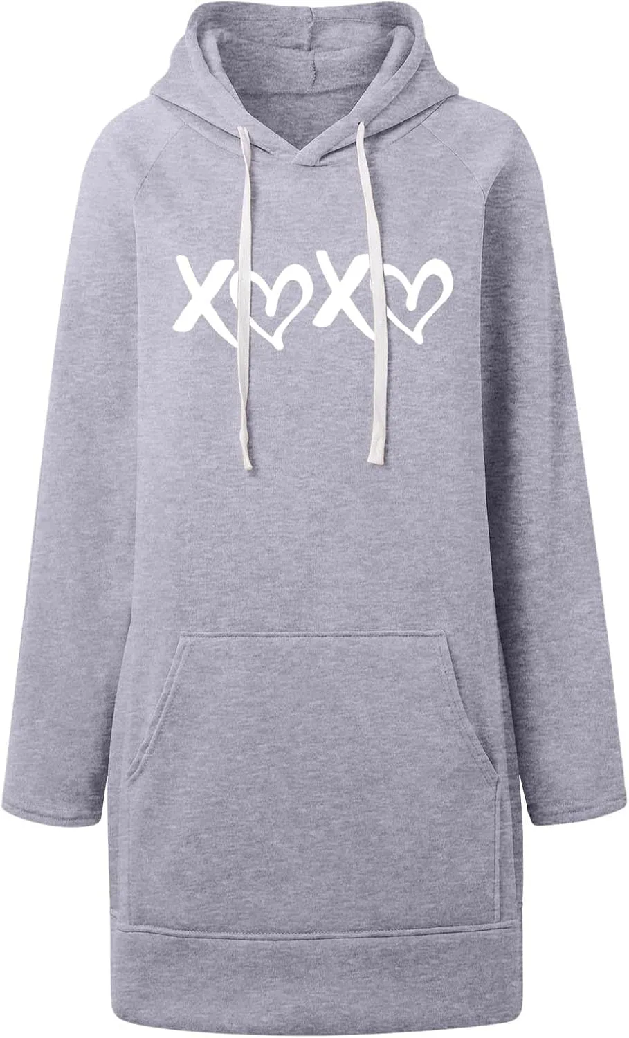 The Warmy Oversized Hoodie Dress,Valentine's Day Dress for Women with Pocket Funny Heart Print Split Hem Hoodies