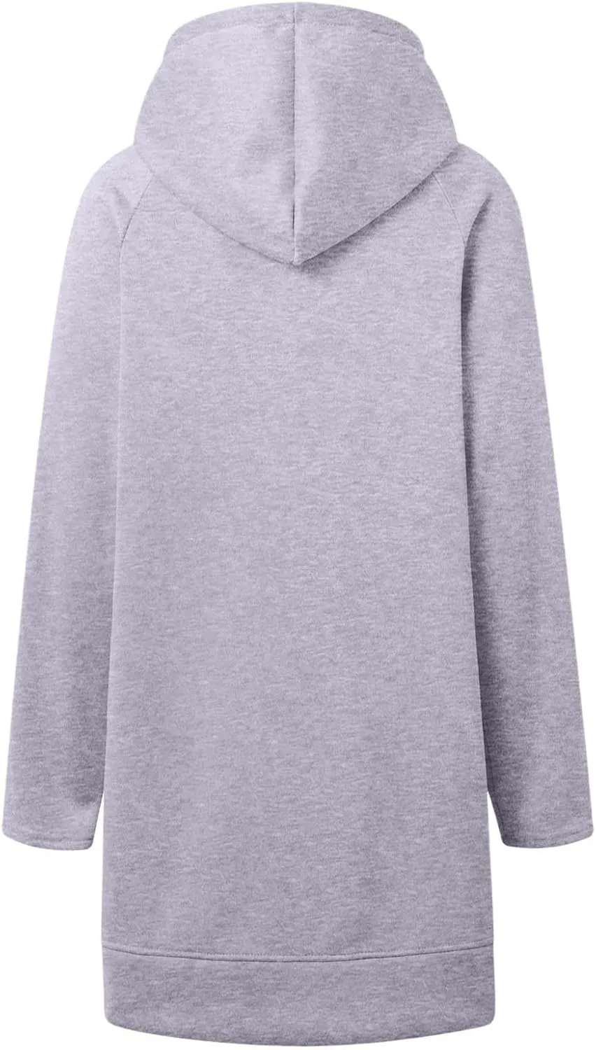 The Warmy Oversized Hoodie Dress,Valentine's Day Dress for Women with Pocket Funny Heart Print Split Hem Hoodies